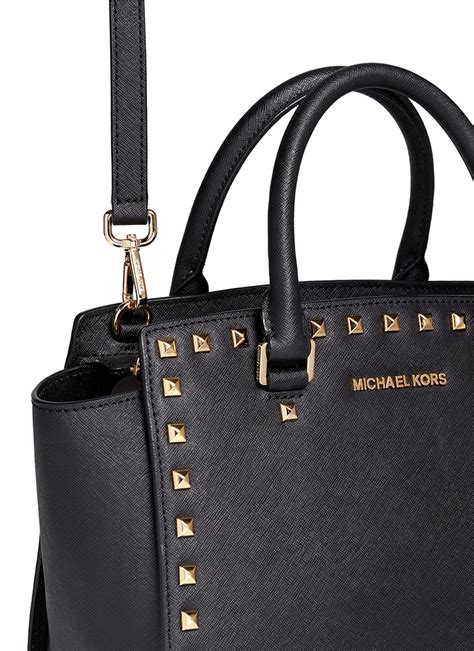 michael michael kors selma studded medium convertible satchel|Selma Medium Studded Leather Satchel .